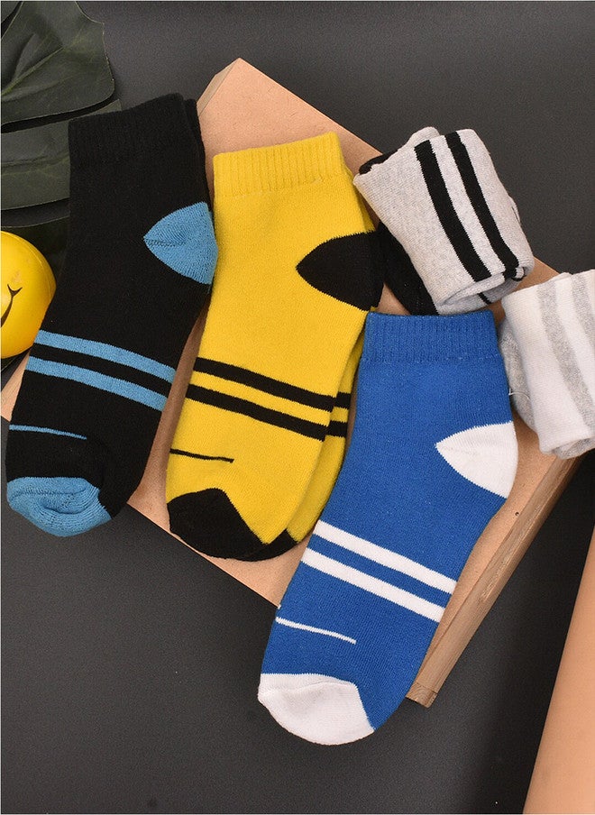 FOOTPRINTS Kids Pack Of 5 Striped Ankle-Length Socks - Image 2